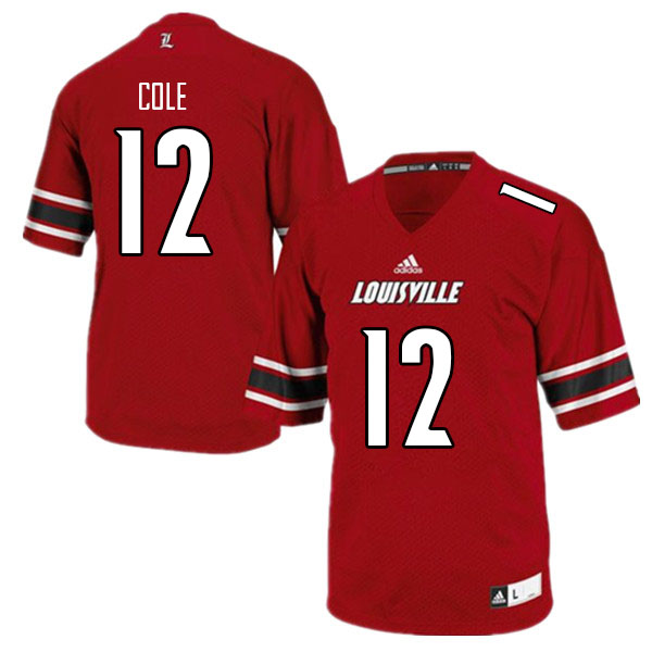 Men #12 Qwynnterrio Cole Louisville Cardinals College Football Jerseys Sale-Red